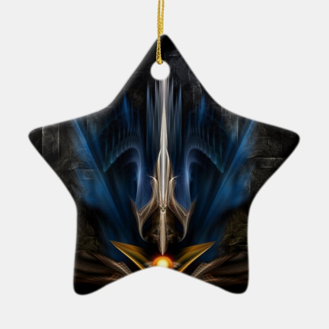 Schwert der Fraktal Kunst Keramik Ornament (Vorne)