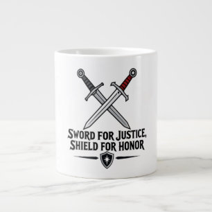 Schwert für Gerechtigkeit Schild für Ehre Fantasy- Jumbo-Tasse