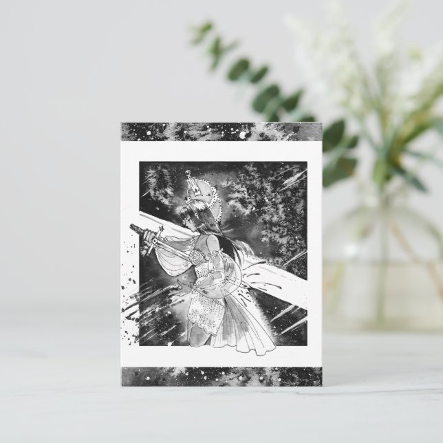 Schwert-Illustrationspostkarte Postkarte (Stehend Vorderseite)