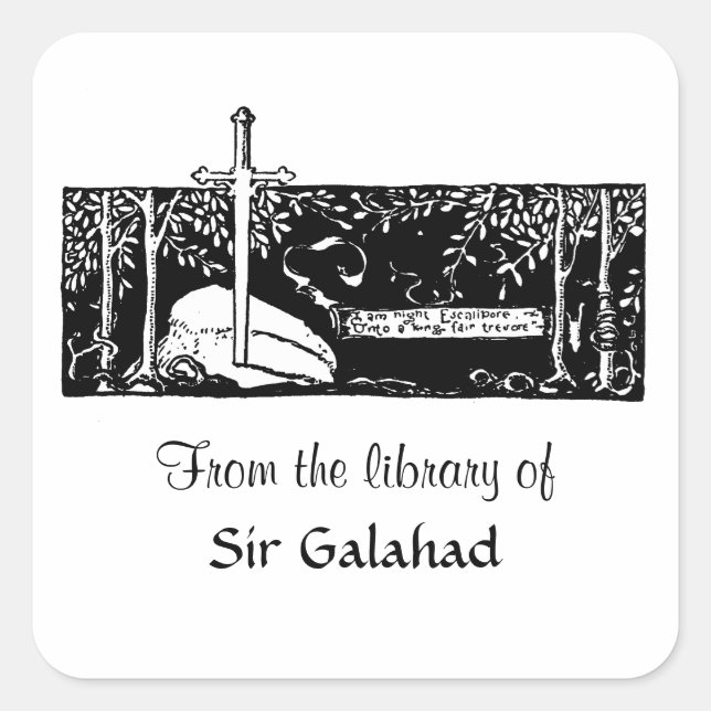 Schwert im Stein Quadratischer Aufkleber (Vorderseite)