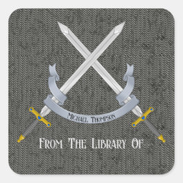 Schwert und Chainmail aus der Bibliothek Quadratischer Aufkleber