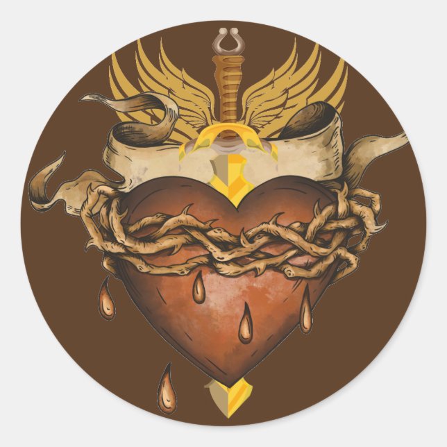 Schwert- und Herzsticker Runder Aufkleber (Vorderseite)