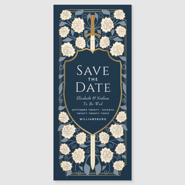 Schwert- und Schildmittelalterliche Fantasie Save  Magneteinladung (Vorderseite)