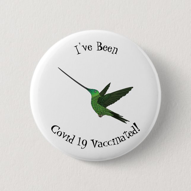 Schwertbillige Darstellung des Kolibris-Cartoon Button (Vorderseite)