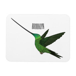 Schwertbillige Darstellung des Kolibris-Cartoon Magnet