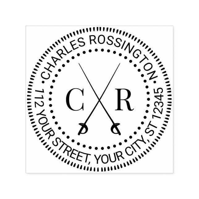 Schwerter, die ursprünglich Monogramm-Name-Rückgab Permastempel (Design)