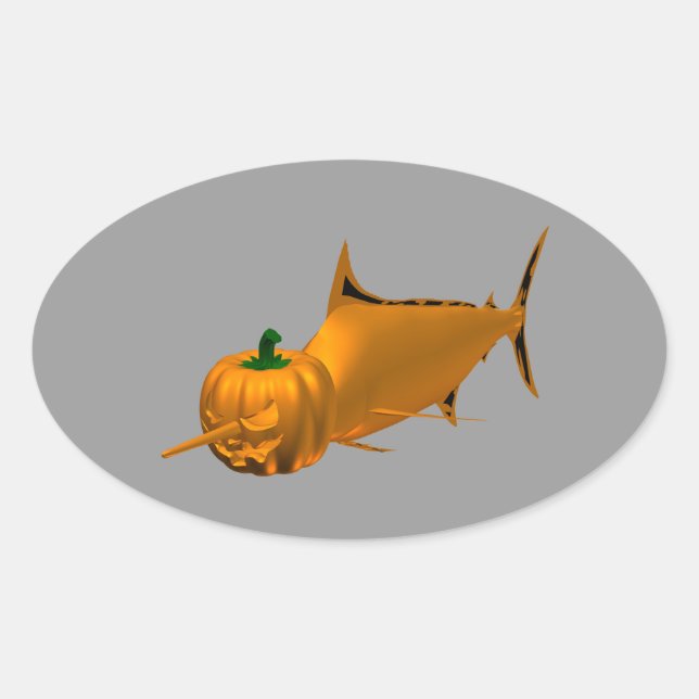 Schwertfisch Ovaler Aufkleber (Vorderseite)