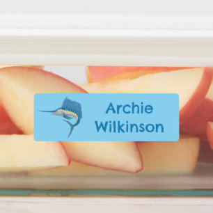 Schwertfisch Segelfisch Cartoon personalisiert Etiketten