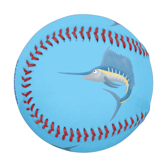 Schwertfischfisch Cartoon Illustration Baseball (Vorderseite Links)
