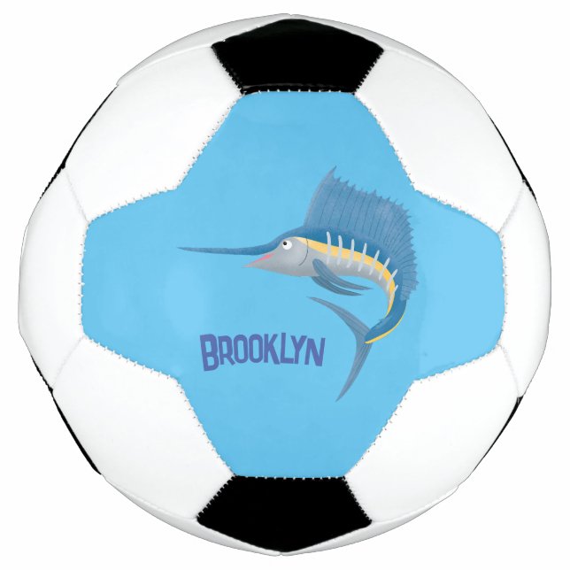 Schwertfischfisch Cartoon Illustration Fußball (Vorderseite)