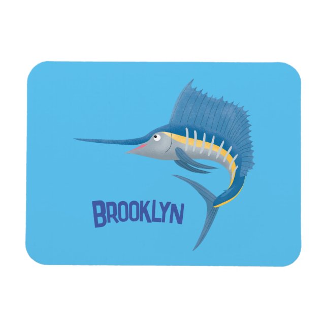 Schwertfischfisch Cartoon Illustration Magnet (Horizontal)
