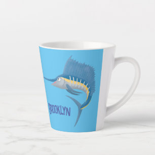 Schwertfischfisch Cartoon Illustration Milchtasse