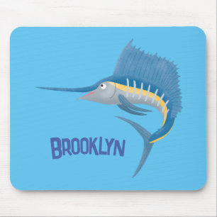 Schwertfischfisch Cartoon Illustration Mousepad