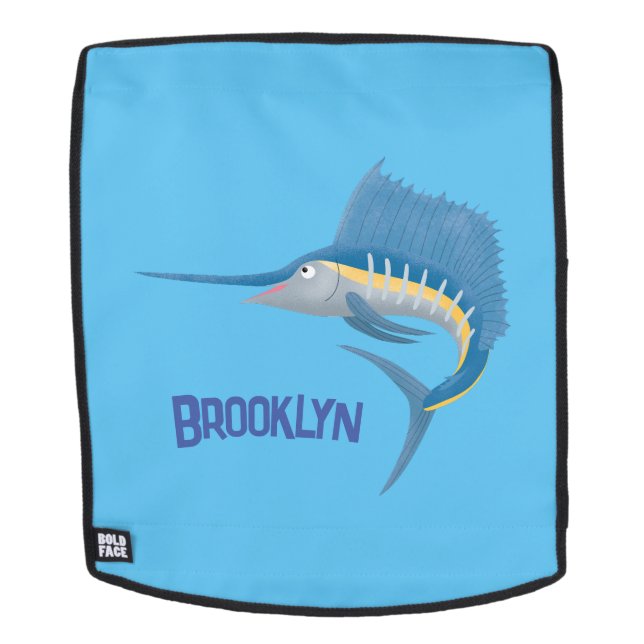 Schwertfischfisch Cartoon Illustration Rucksack (Abnehmbare Front)