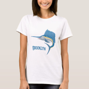 Schwertfischfisch Cartoon Illustration T-Shirt