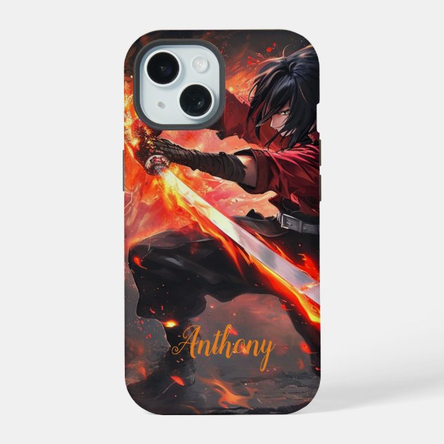 Schwertkämpfer iPhone 15 Hülle (Rückseite)