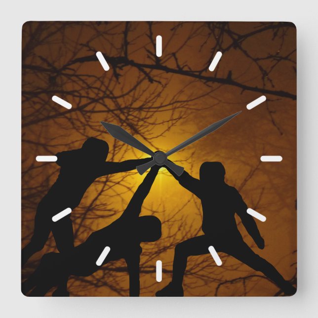 Schwertkämpfer Quadratische Wanduhr (Vorderseite)