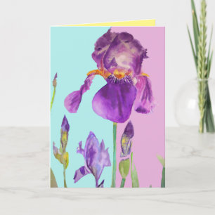 Schwertlilie Aquarellmalerei Lila Blume Florale Ku Karte