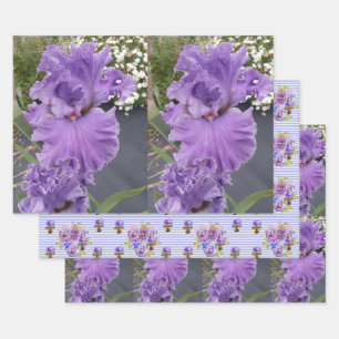 Schwertlilie Blumen Lila Lavendel Flieder Floral Geschenkpapier Set