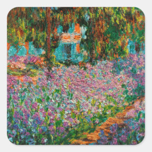 Schwertlilien Monet Garten Giverny Blumen Quadratischer Aufkleber