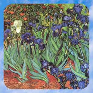 Schwertlilien von Vincent van Gogh, Vintage-Garten Quadratischer Aufkleber