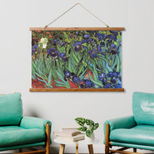 Schwertlilien von Vincent van Gogh, Vintage-Garten Wandteppich Mit Holzrahmen