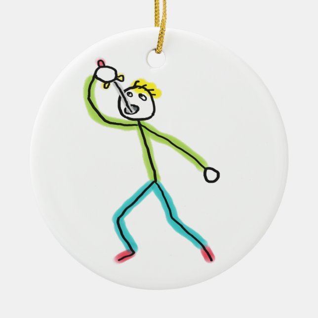Schwertschluckender Stockmann Keramik Ornament (Vorne)