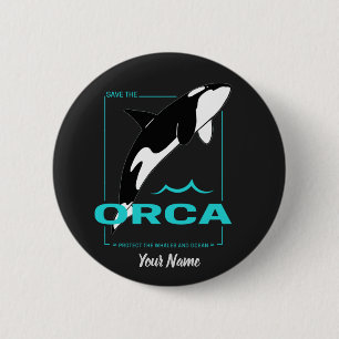 Schwertwal Orca für ein Mädchen, das einfach Orcas Button