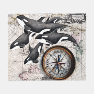Schwertwal-Seekompaß Fleecedecke