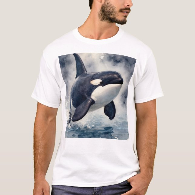Schwertwal Stürmische Wellen T-Shirt (Vorderseite)