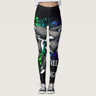 Schwertwal-Wal-Aquarell-Spritzen-Schwarzes Leggings