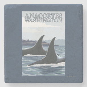 Schwertwal-Wale #1 - Anacortes, Washington Steinuntersetzer