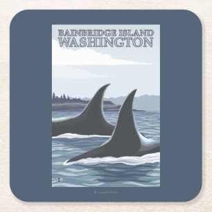 Schwertwal-Wale #1 - Bainbridge Insel, Washington Rechteckiger Pappuntersetzer