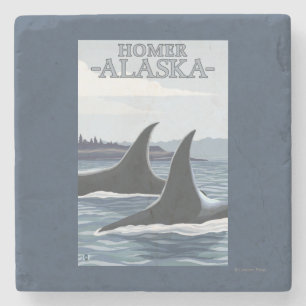 Schwertwal-Wale #1 - Homer, Alaska Steinuntersetzer