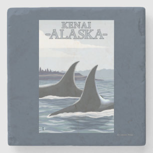 Schwertwal-Wale #1 - Kenai, Alaska Steinuntersetzer