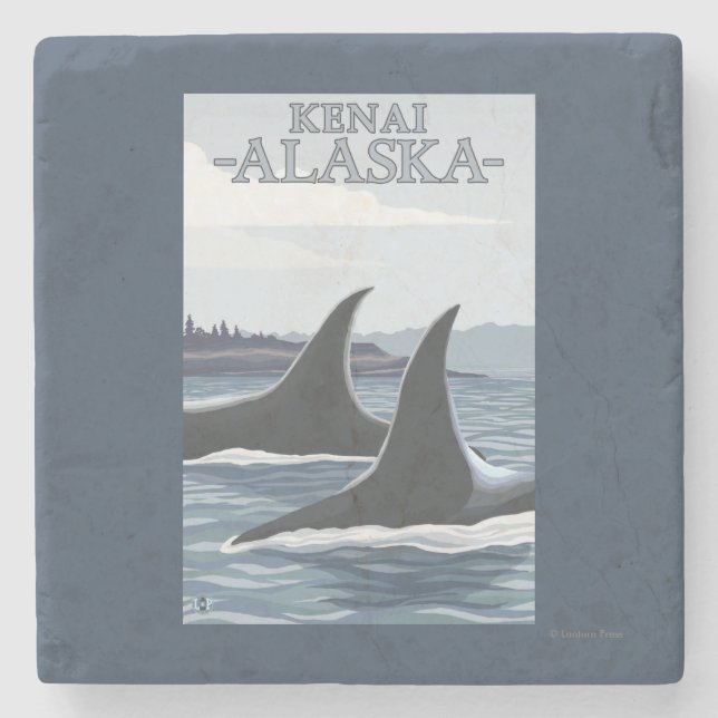 Schwertwal-Wale #1 - Kenai, Alaska Steinuntersetzer (Vorderseite)