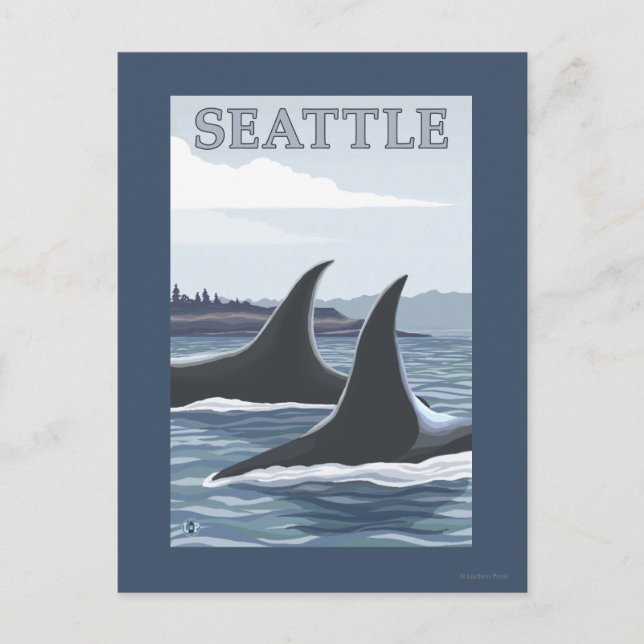 Schwertwal-Wale #1 - Seattle, Washington Postkarte (Vorderseite)