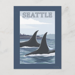 Schwertwal-Wale #1 - Seattle, Washington Postkarte
