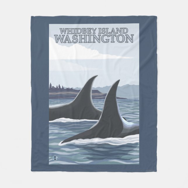 Schwertwal-Wale #1 - Whidbey, Washington Fleecedecke (Vorderseite)