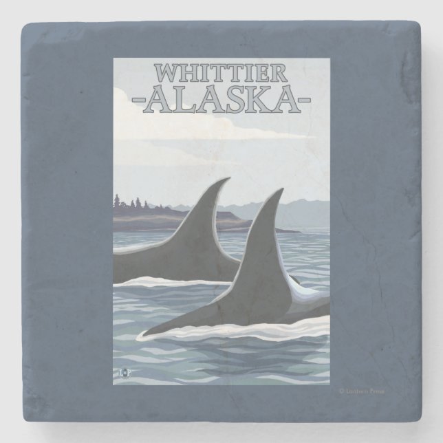 Schwertwal-Wale #1 - Whittier, Alaska Steinuntersetzer (Vorderseite)