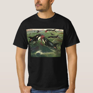 Schwertwale und Orcas, Vintage Meeressäuger T-Shirt