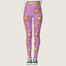 Schwerwiegende Katzen an lila Leggings