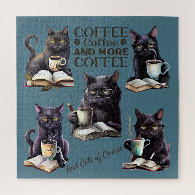 Schwerwiegende Katzen und Kaffee Puzzle (Vertikal)