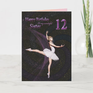 Schwester 12, Ballerina Geburtstagskarte Karte