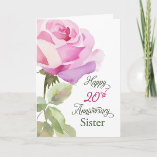 Schwester 20. Jubiläum Katholische Nonne Rosa Rose Karte