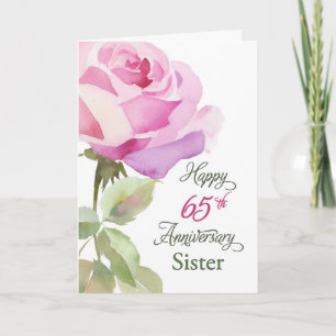 Schwester 65. Jubiläum Katholische Nonne Rosa Rose Karte
