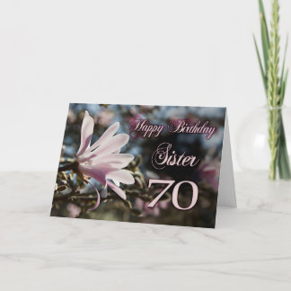 Schwester-70. Geburtstag mit Magnolie Karte