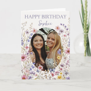 Schwester Alles Gute zum Geburtstag Wildblumen Fot Karte