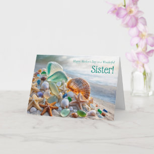 Schwester, alles Gute zum Muttertag, Strand-Thema  Karte