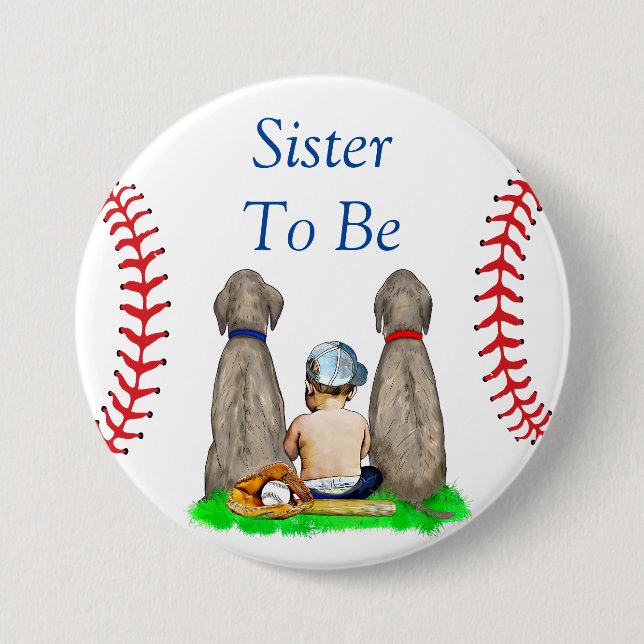 Schwester | Baseball Kinderdusche Button (Vorderseite)